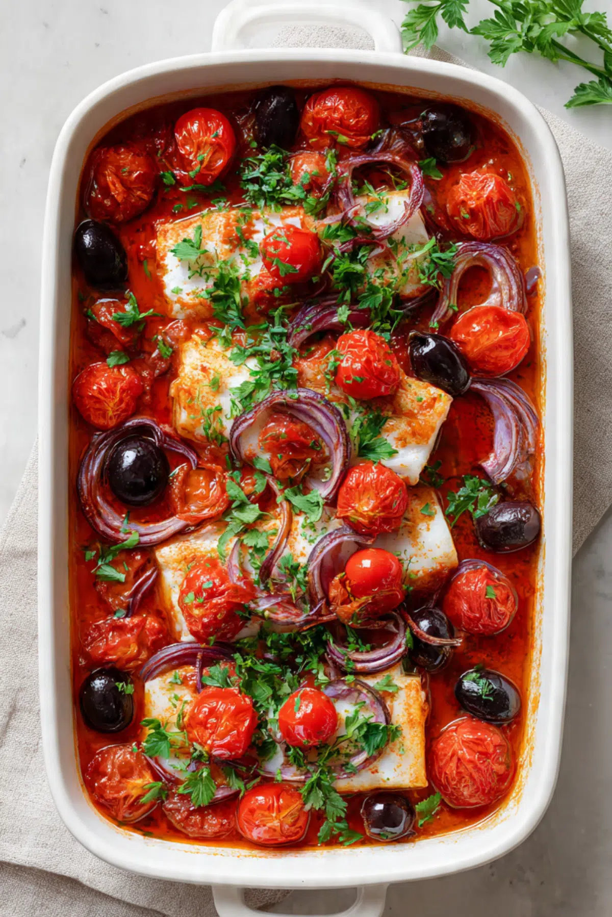 Puttanesca Fish Tray Bake