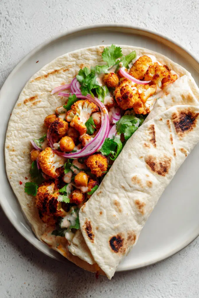 Chili Lime Chickpea Cauliflower Wrap