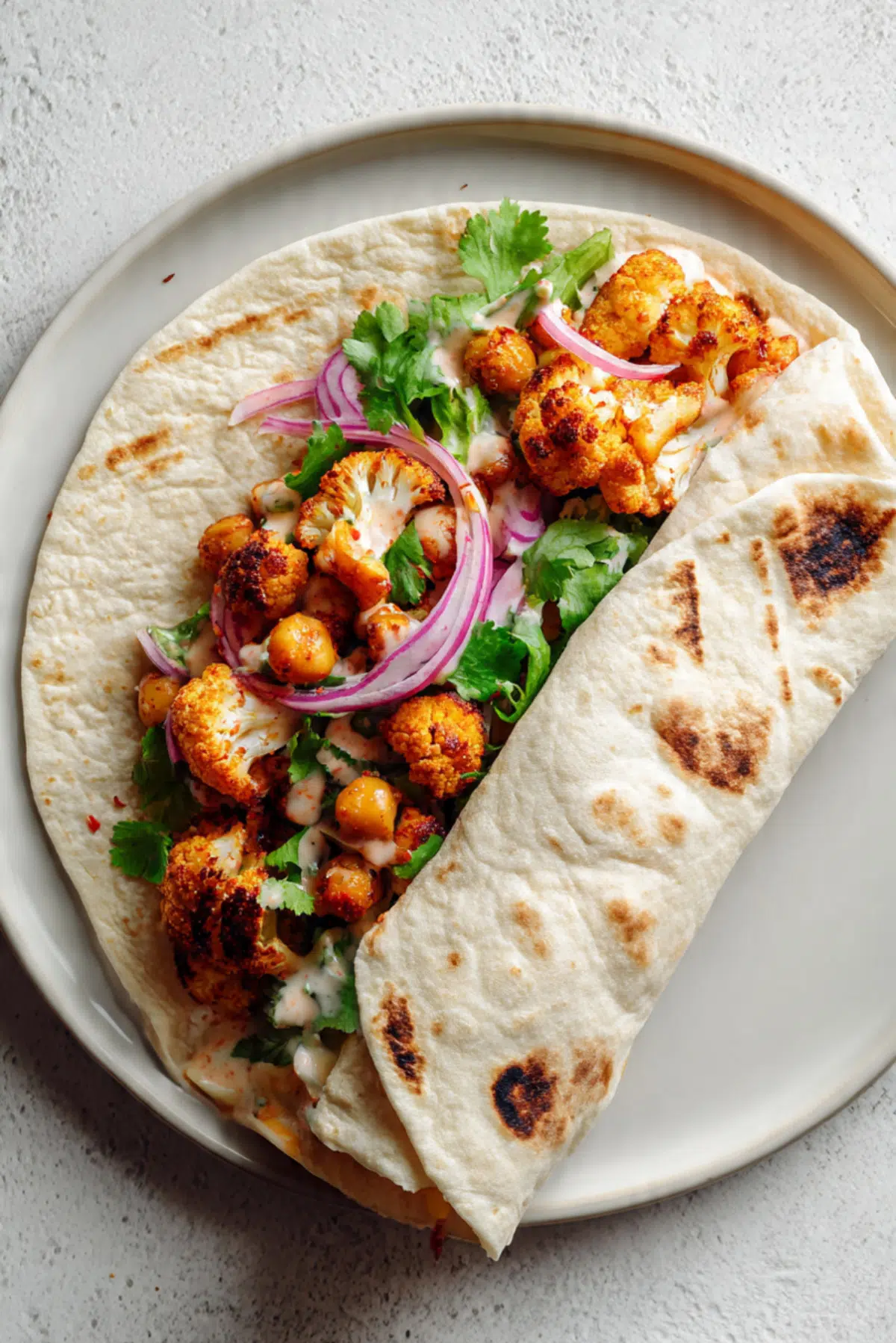 Chili Lime Chickpea Cauliflower Wrap
