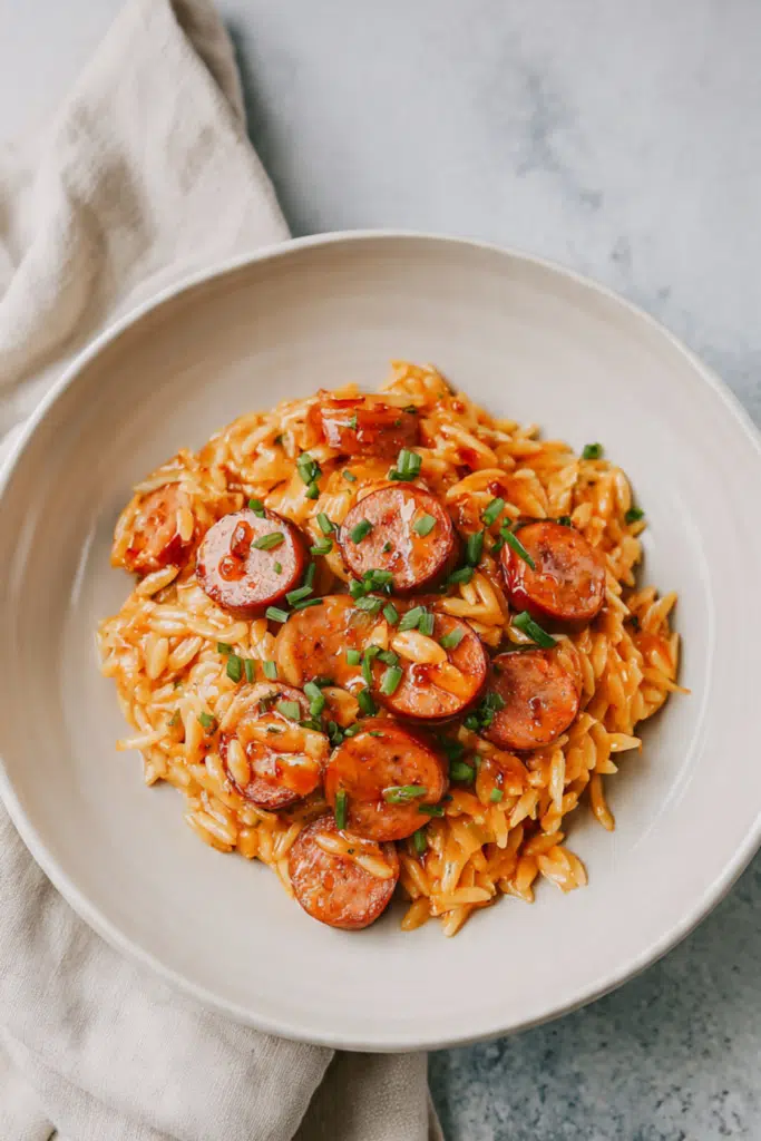 Hot Honey Cajun Sausage Orzo