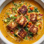 Spicy Peanut Soup With Sesame Halloumi