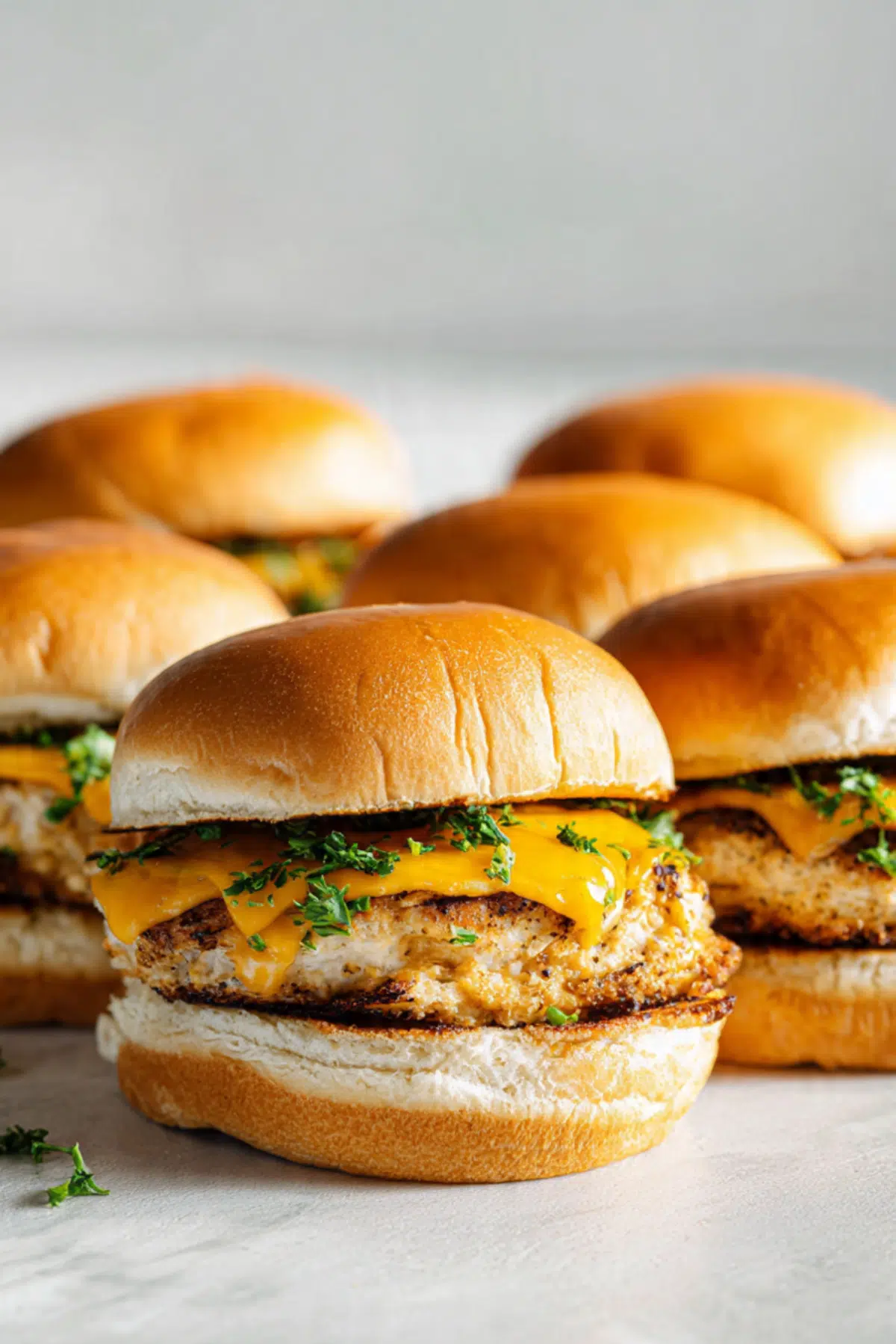 Smashed Chicken Burgers With Cheddar and Parsley