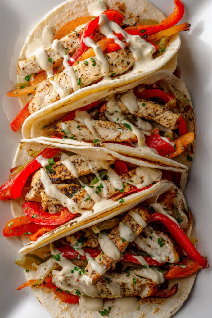 Chicken Fajita Tacos with Queso