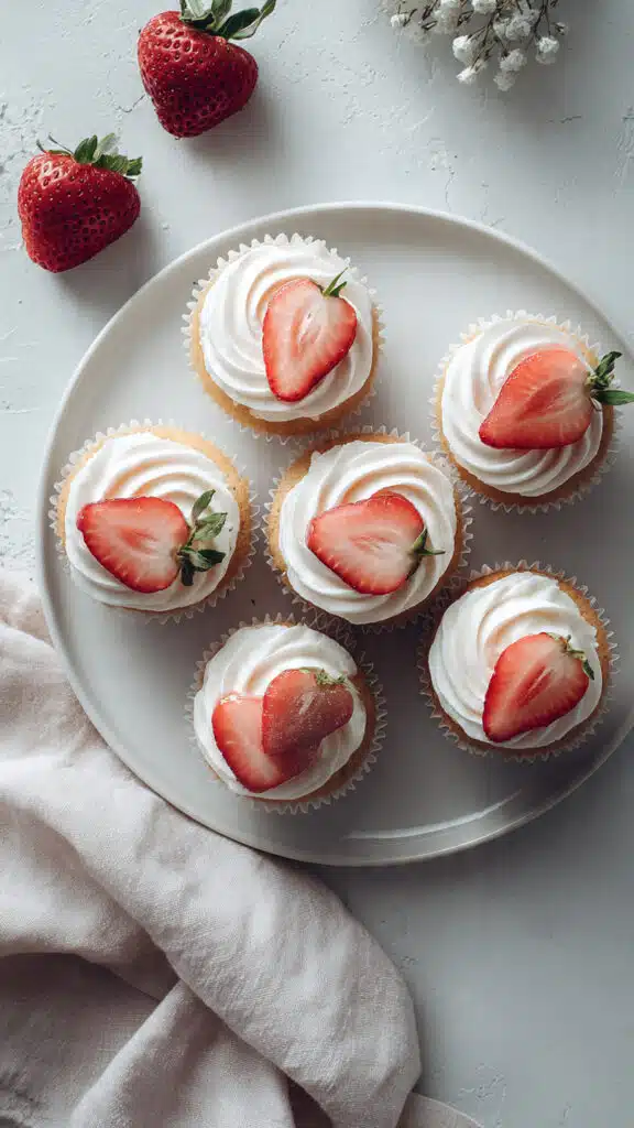 strawberry-vanilla cupcakes