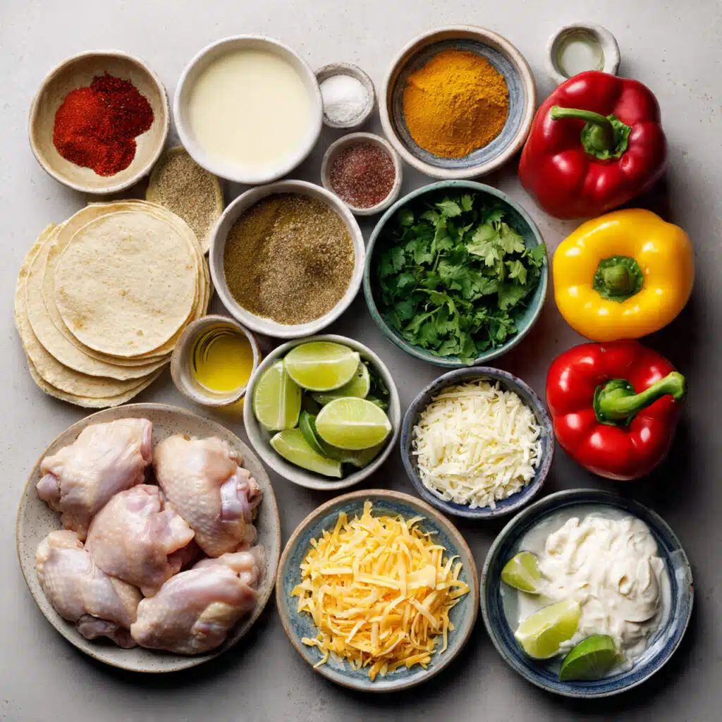 Chicken Fajita Tacos with Queso