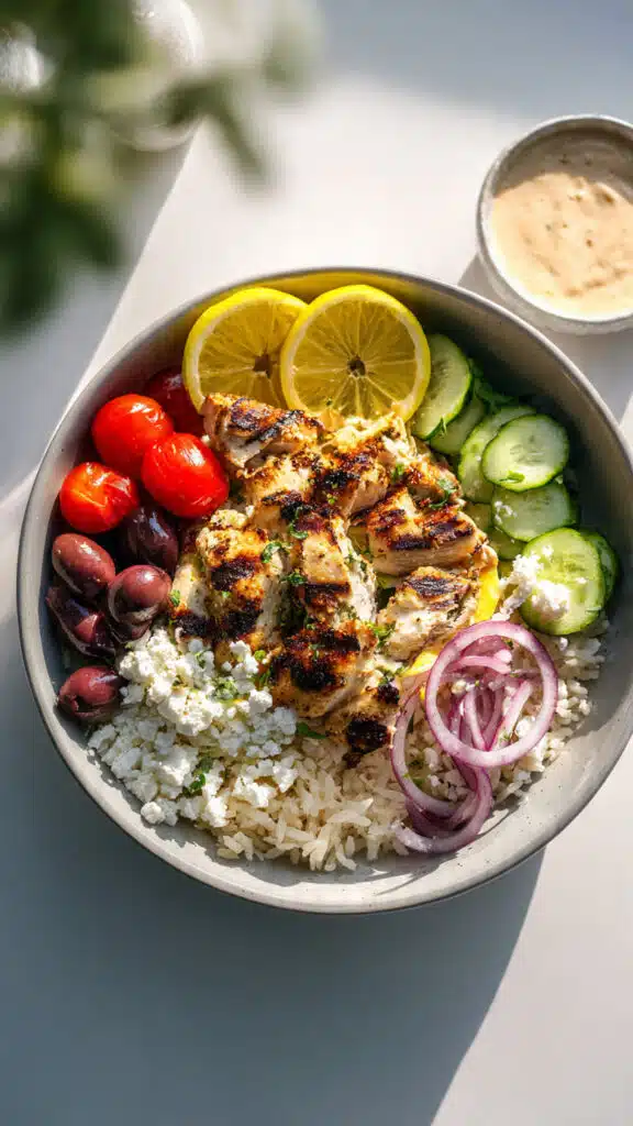 Mediterranean lemon chicken bowl