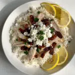 Viral Shaken Rotisserie Chicken and Rice with Lemon, Feta & Sun-Dried Tomatoes