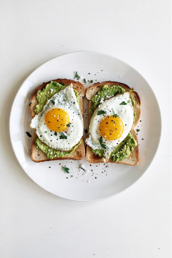Smashed Avocado on Toast with Sunny-Side- Up Eggs
