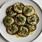 Fried Eggplant with Pistachio Yogurt and Salsa Verde