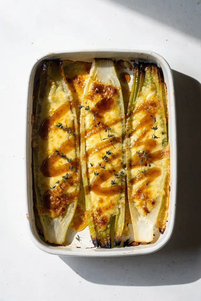 Hot Honey Cheesy Leeks