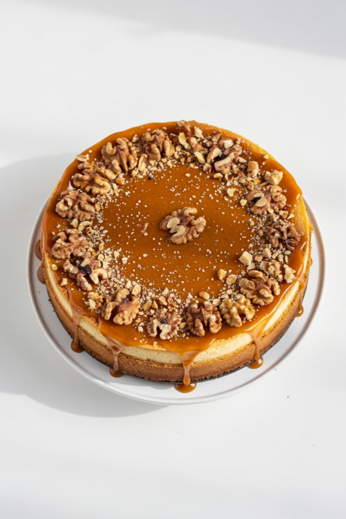 Salted Caramel Cheesecake with Walnuts