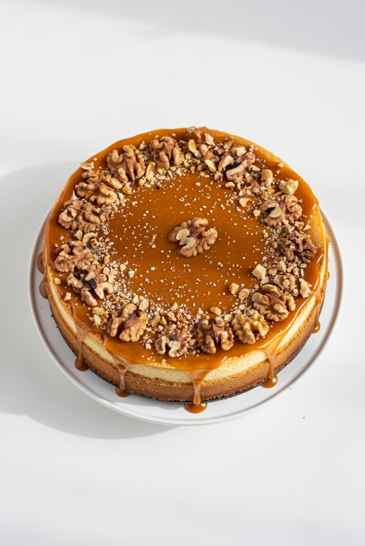 Salted Caramel Cheesecake with Walnuts
