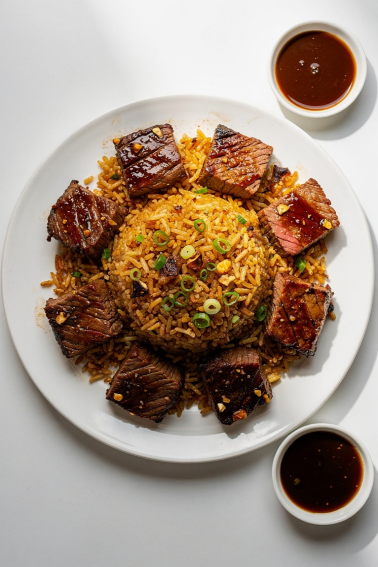 Garlic Fried Rice & Glazed Steak Bites