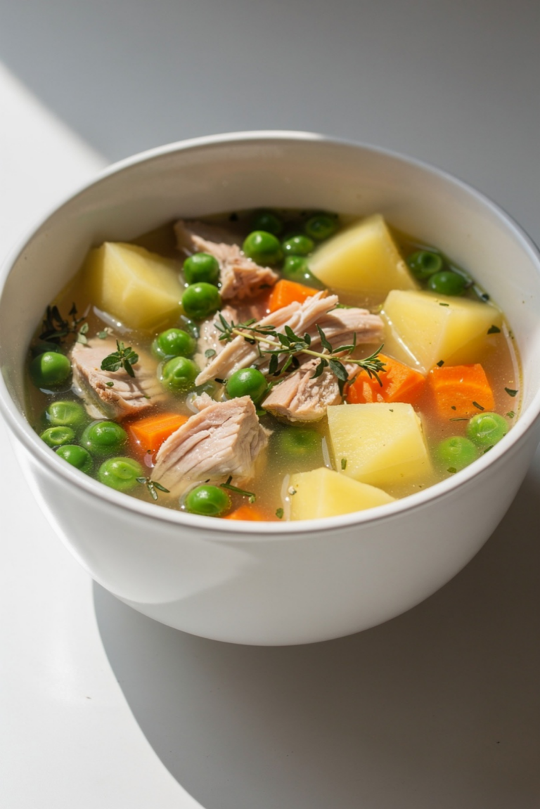 Easy Chicken, Potatoes and Pea Soup